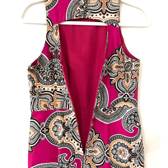 Anthropologie Moulinette Soeurs Geidi Pink Paisley Print Dress Sz 4 Sleeveless - Picture 4 of 13